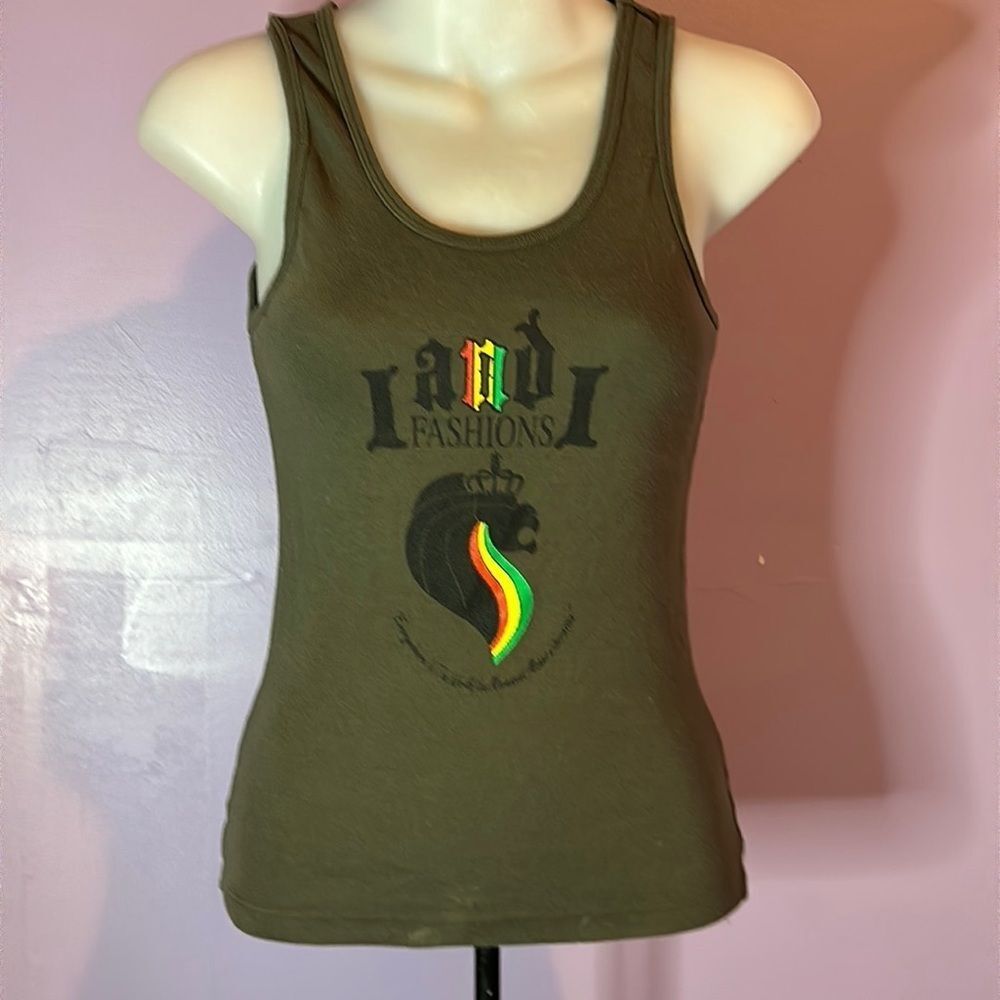 Landi Olive Green Racerback Tank Top Women's Size Medium Sleeveless Activewear